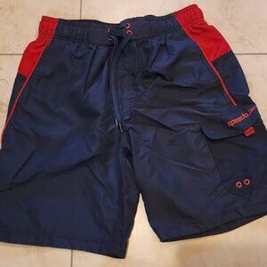 Speedo Swim Trunks Men's Medium Marina Sport VaporPLUS 9" Light Black & Red $42